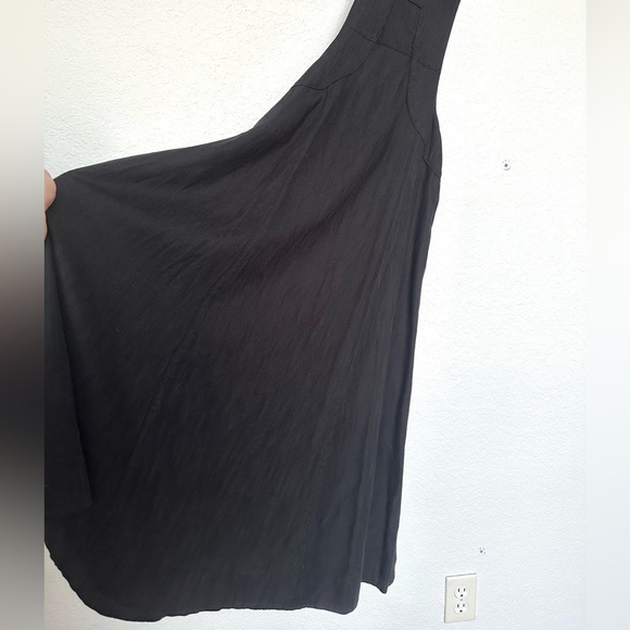 Anthropologie Midi Black Strappy Modern Pinafore Cotton Blend Apron Dress Size 8 - Picture 8 of 15